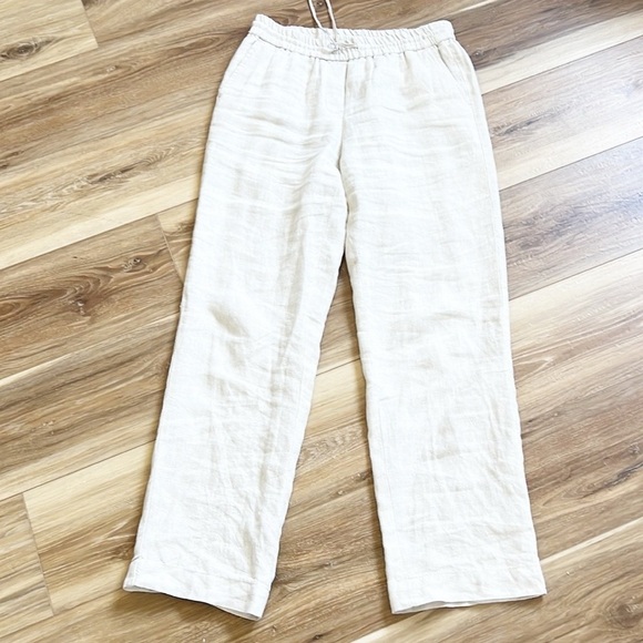 100% Linen Relaxes Beige Talbots Drawstring Pants - Picture 15 of 15